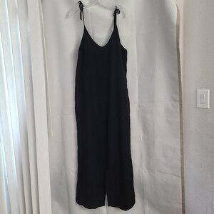 NWT SNDYS Sz US 6 Black Gauze Lightweight Boho Oversize Spaghetti Strap Jumpsuit